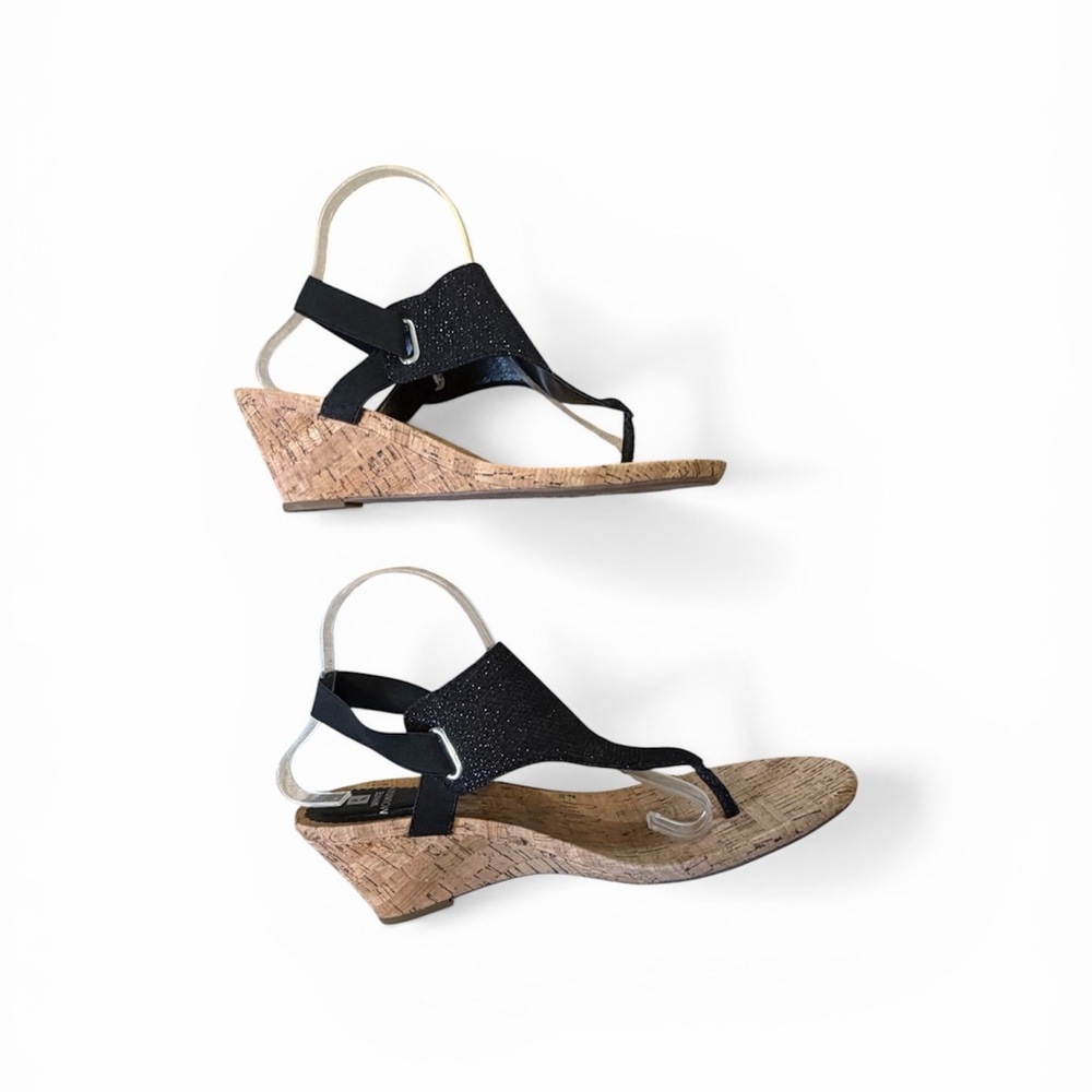 White Mountain All Good Black Cork Wedge Thong Sandals Size 11 - Picture 3 of 10